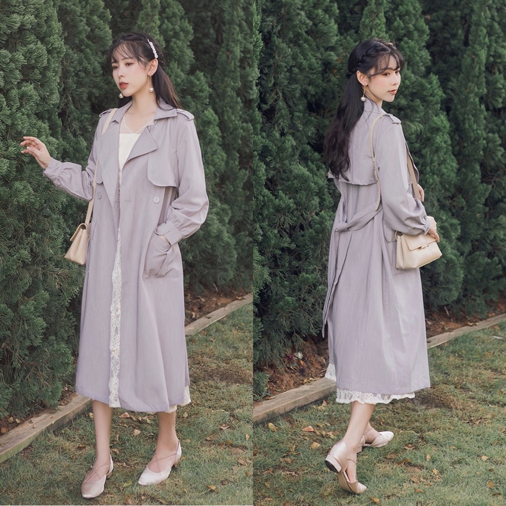 NEW Purple Lightweight Duster Trench Coat w/ Belt